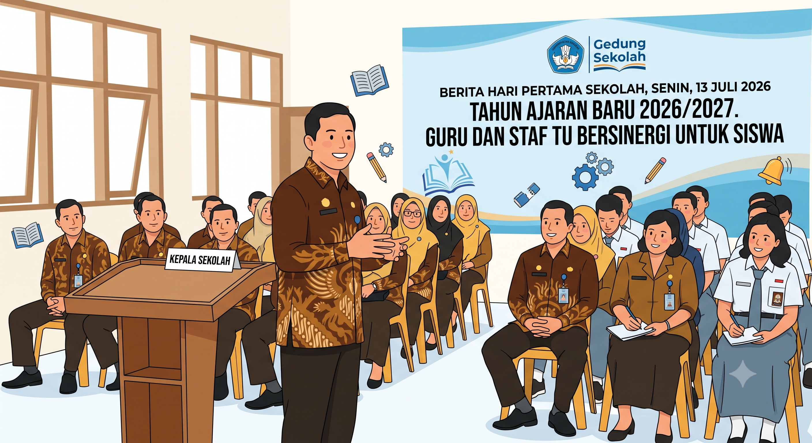 Sambut Tahun Ajaran Baru 2026/2027, Kepala Sekolah Ajak Guru dan Staf TU Bersinergi di Hari Pertama Sekolah